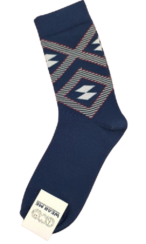 NAVY DIAMOND DESIGN ANKLE SOCKS