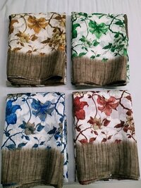 GREEN SILK SAREE - 6.30 Ft, Multicolor Digital Print | Skin Friendly, Washable, Crafted for Daily Wear, Ideal for Summer