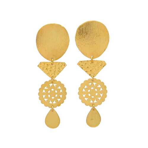 Golden architecture design long earrings