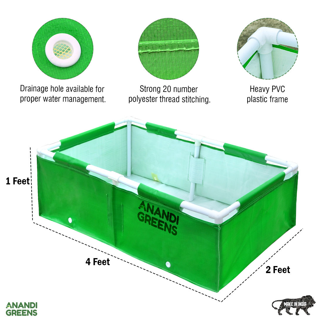 Green HDPE Rectangular Grow Bag