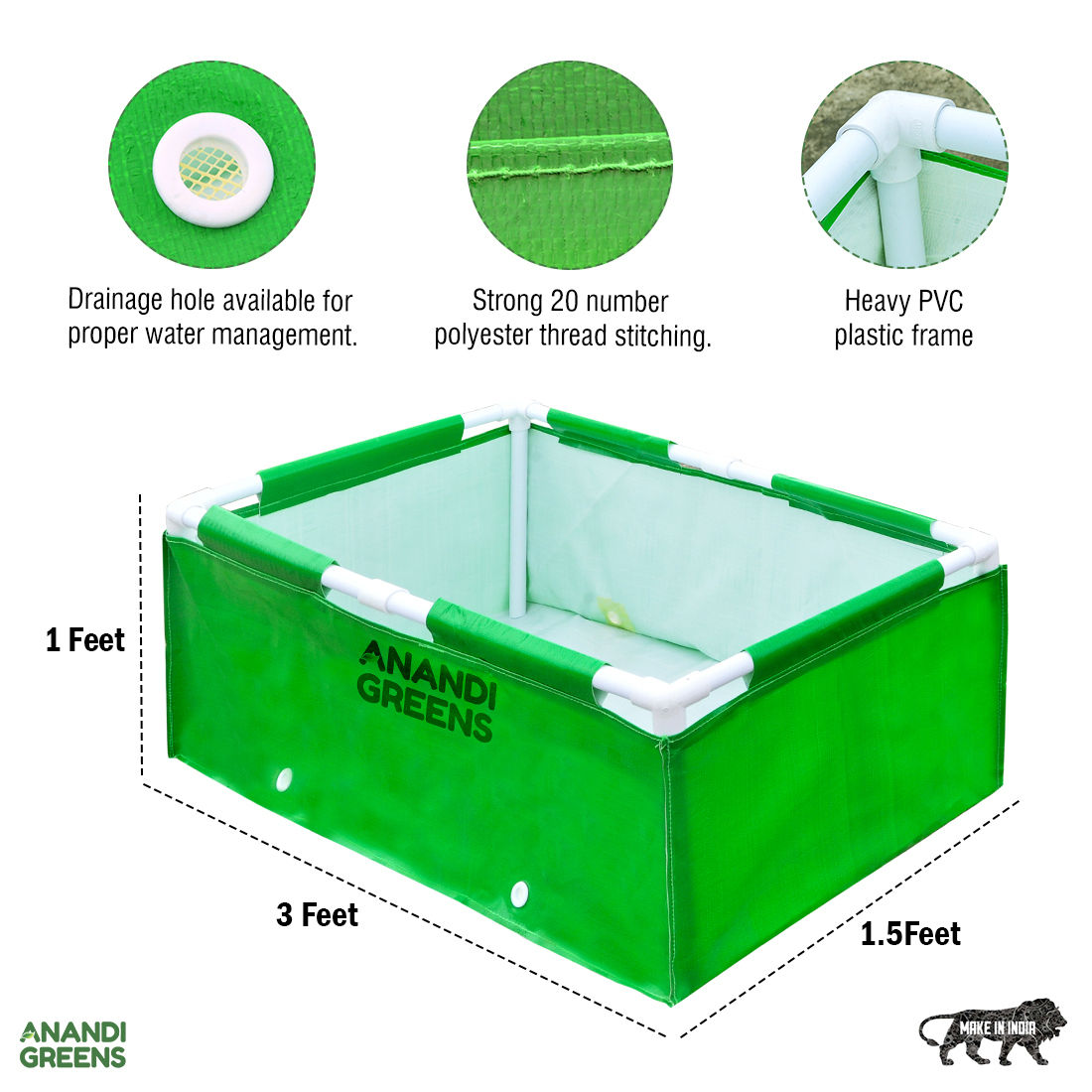 3x1.5x1 Fit HDPE Rectangular Grow Bag