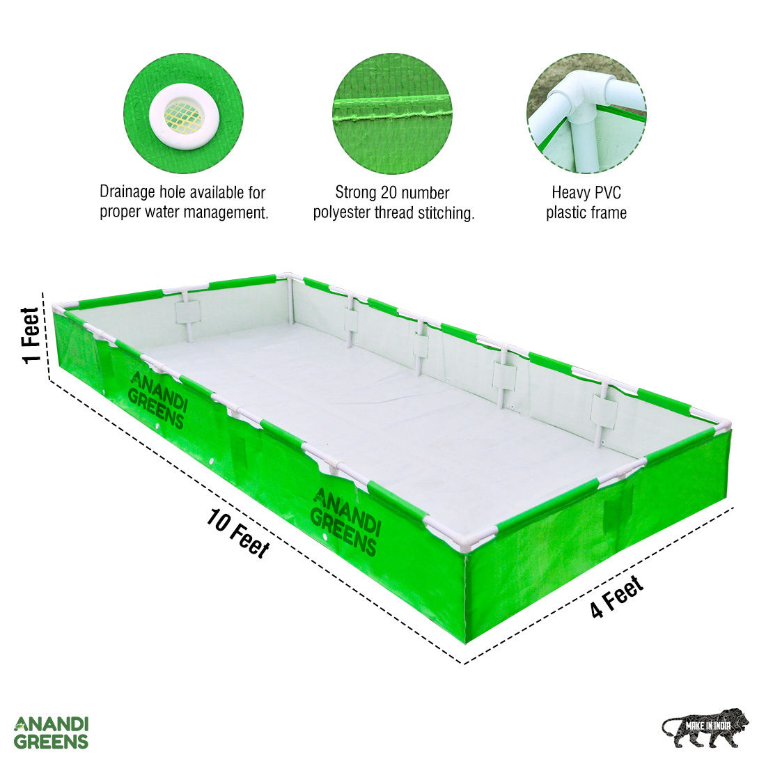 Rectangular Grow Bag 10x4x1 Fit