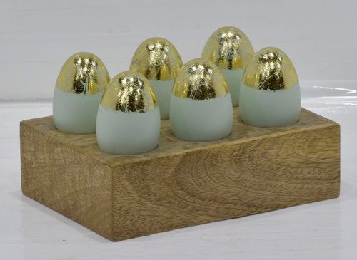 Wooden Egg Stand With Natural Finish