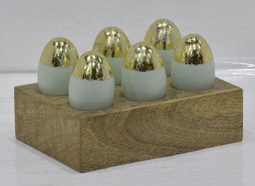 Wooden Egg Stand With Natural Finish