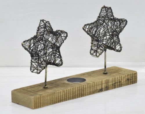 Wooden Base Metal Star