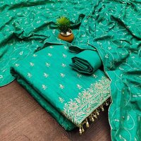 Multi Work Dress Material - Color: Green