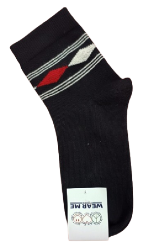 BLACK AND RED DIAMOND DESIGN ANKLE SOCKS