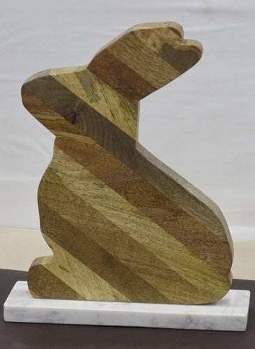 Wooden Multicolor Rabbit With Marble Base