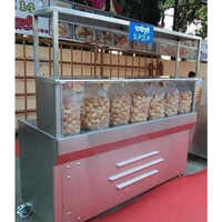 Fast Food Counter - Stainless Steel, 6 Feet Height, Silver Color | Polished Surface Finish, Glass And Metal Material