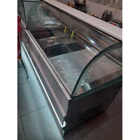 Ice Cream Display Counter - Stainless Steel, 4 Feet Height, 2 Shelves | Polished Silver Finish, LED Lighting, Refrigeration