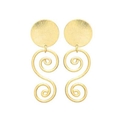 Golden swirl drop earring