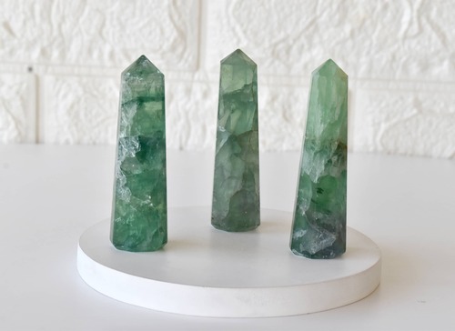 Green Fluorite Obelisk Point Crystal Tower