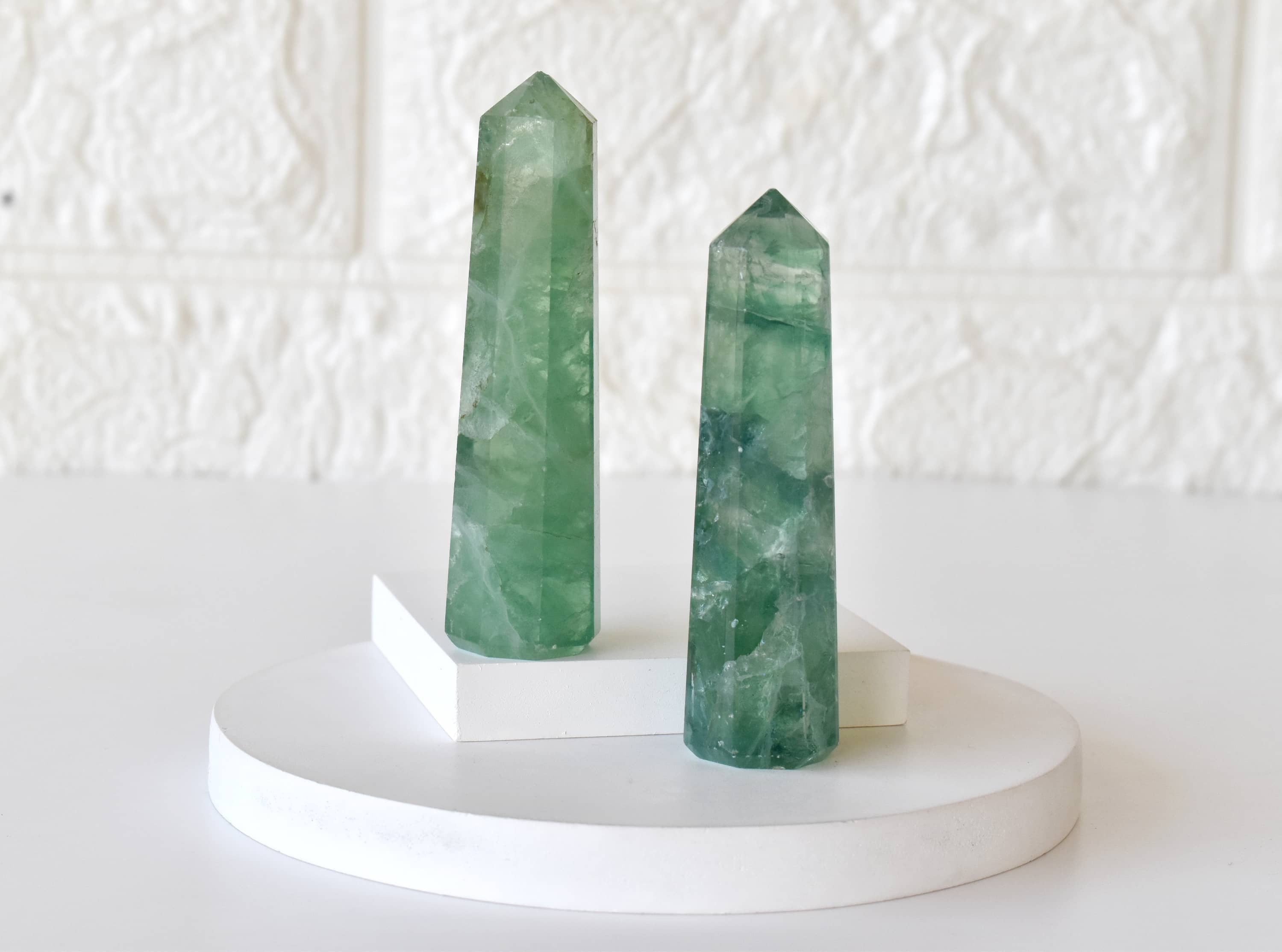 Green Fluorite Obelisk Point Crystal Tower