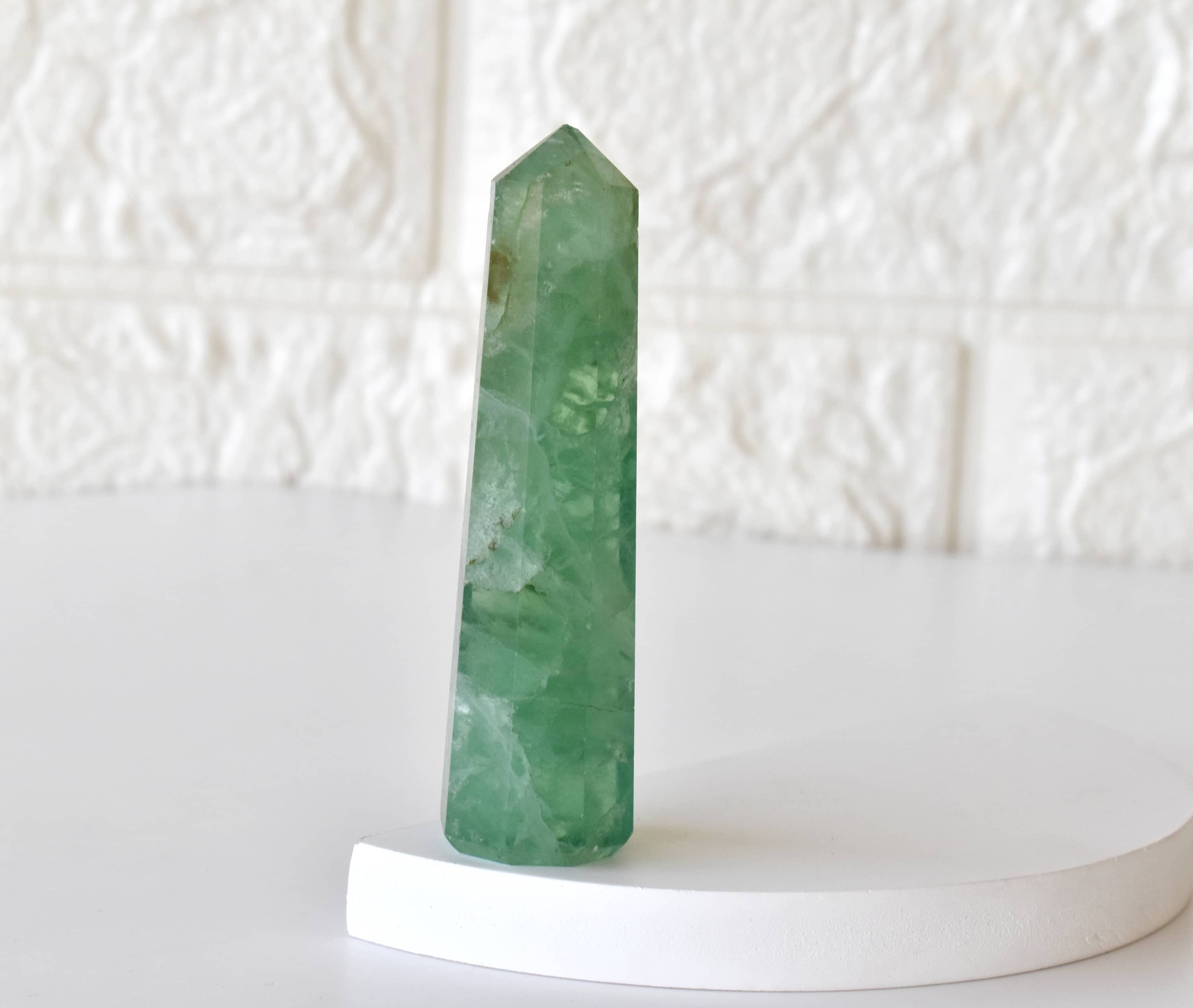 Green Fluorite Obelisk Point Crystal Tower