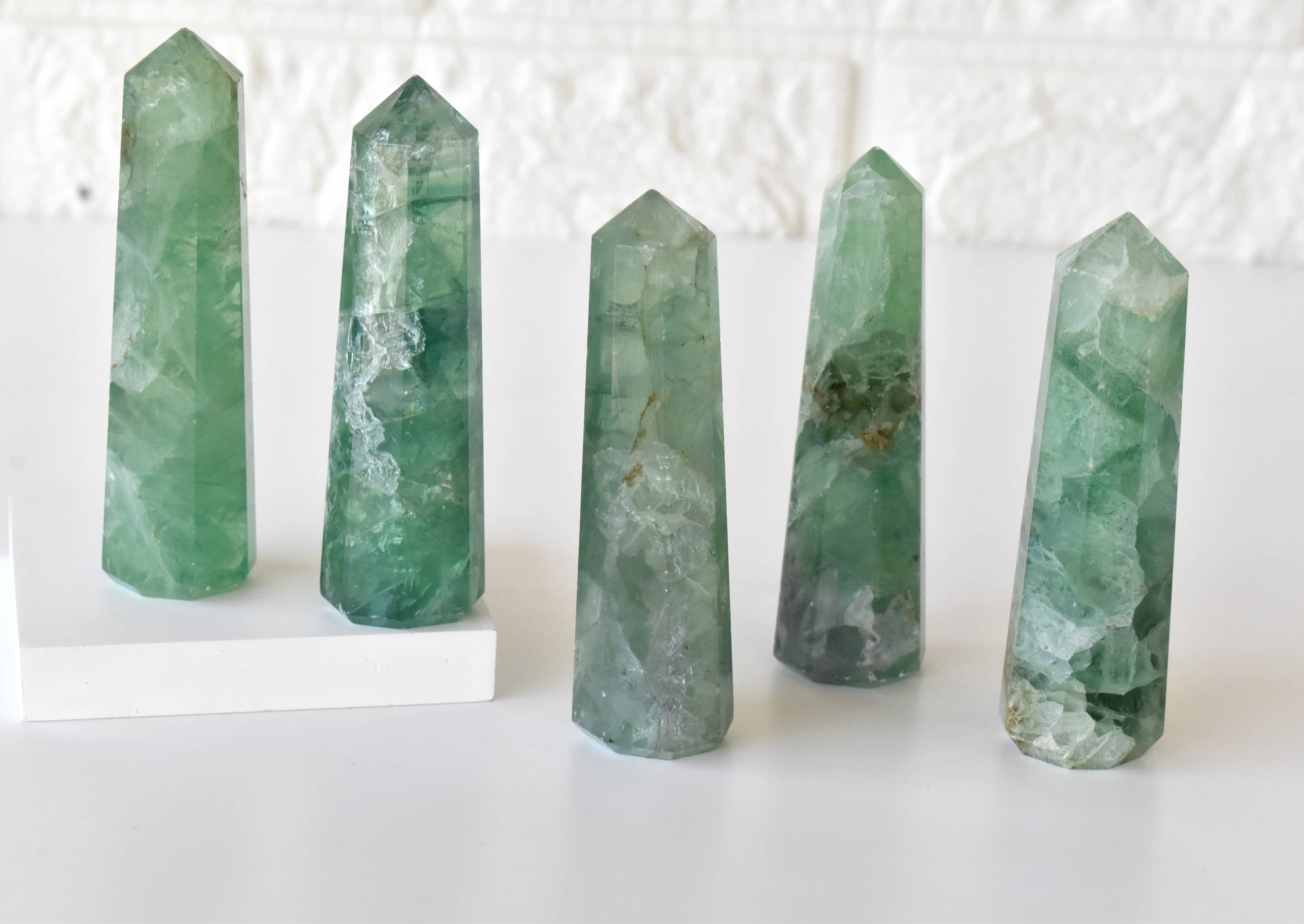 Green Fluorite Obelisk Point Crystal Tower