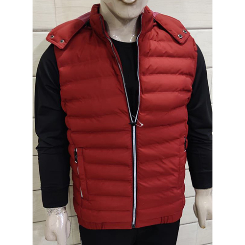 Mens Sleeveless Solid Red Jacket