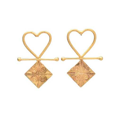 golden heart beautiful earring