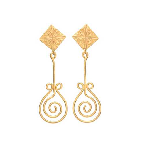 golden designer woman long earring