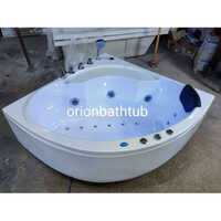 Orion Acrylic Corner Bath Tub - 4ftx4ft Dimensions, Glossy White Finish, Features Waterfall & Hand Shower
