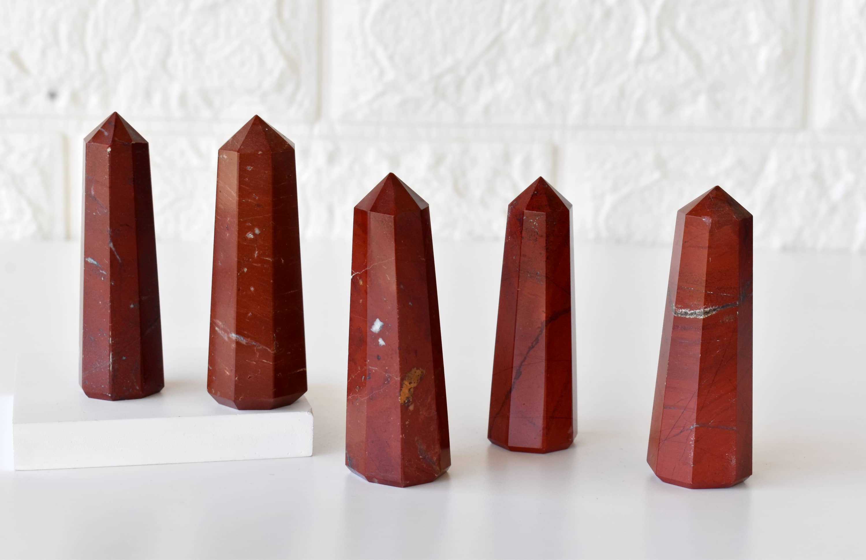 Red Jasper Obelisk Point Crystal Tower