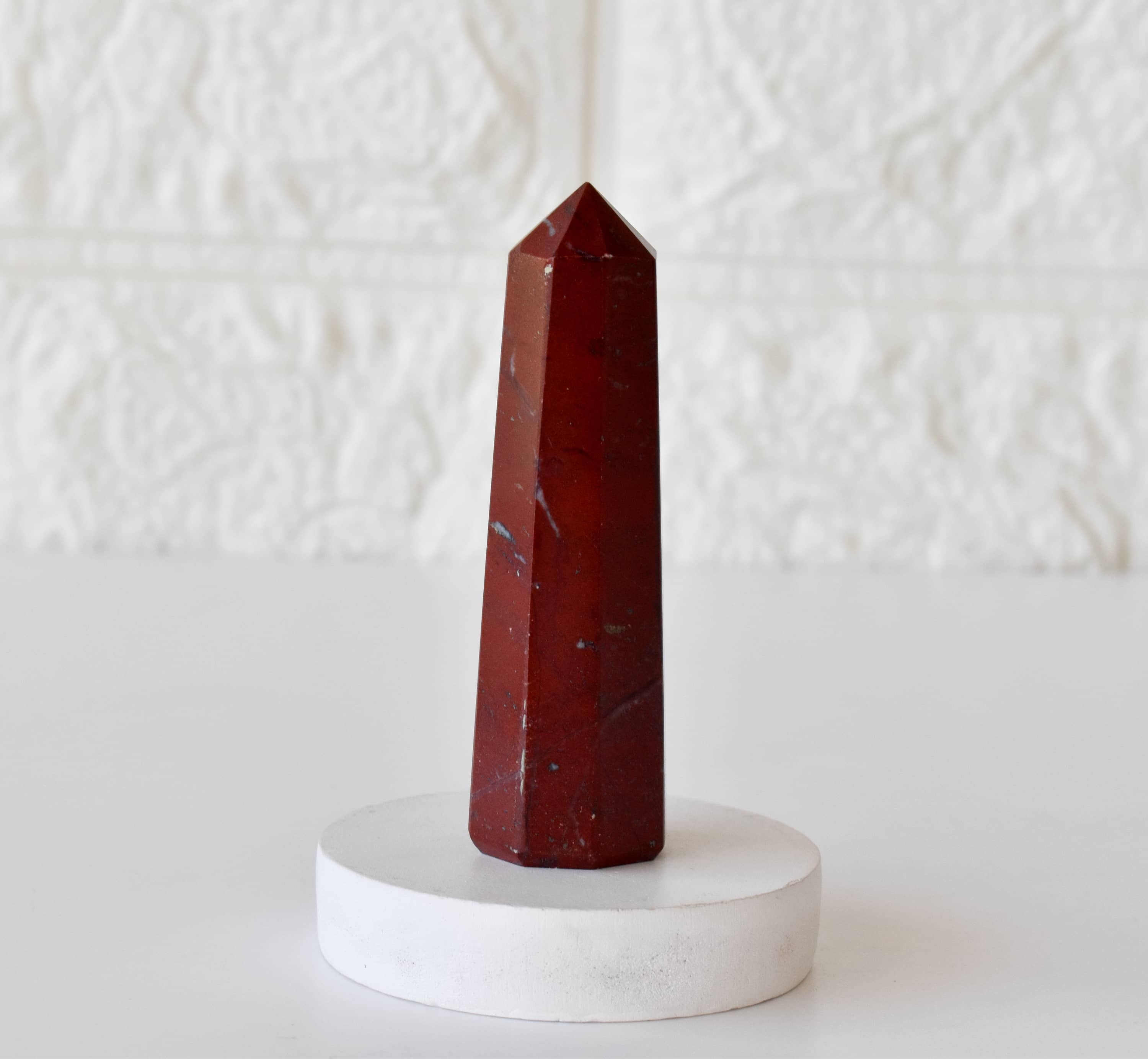 Red Jasper Obelisk Point Crystal Tower