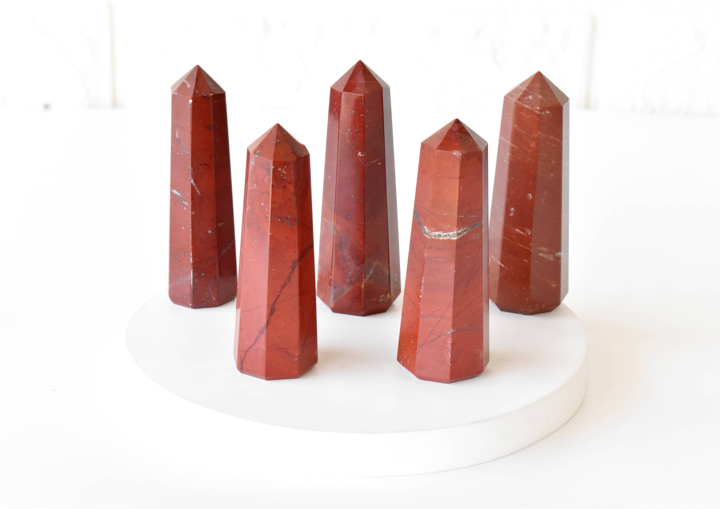 Red Jasper Obelisk Point Crystal Tower