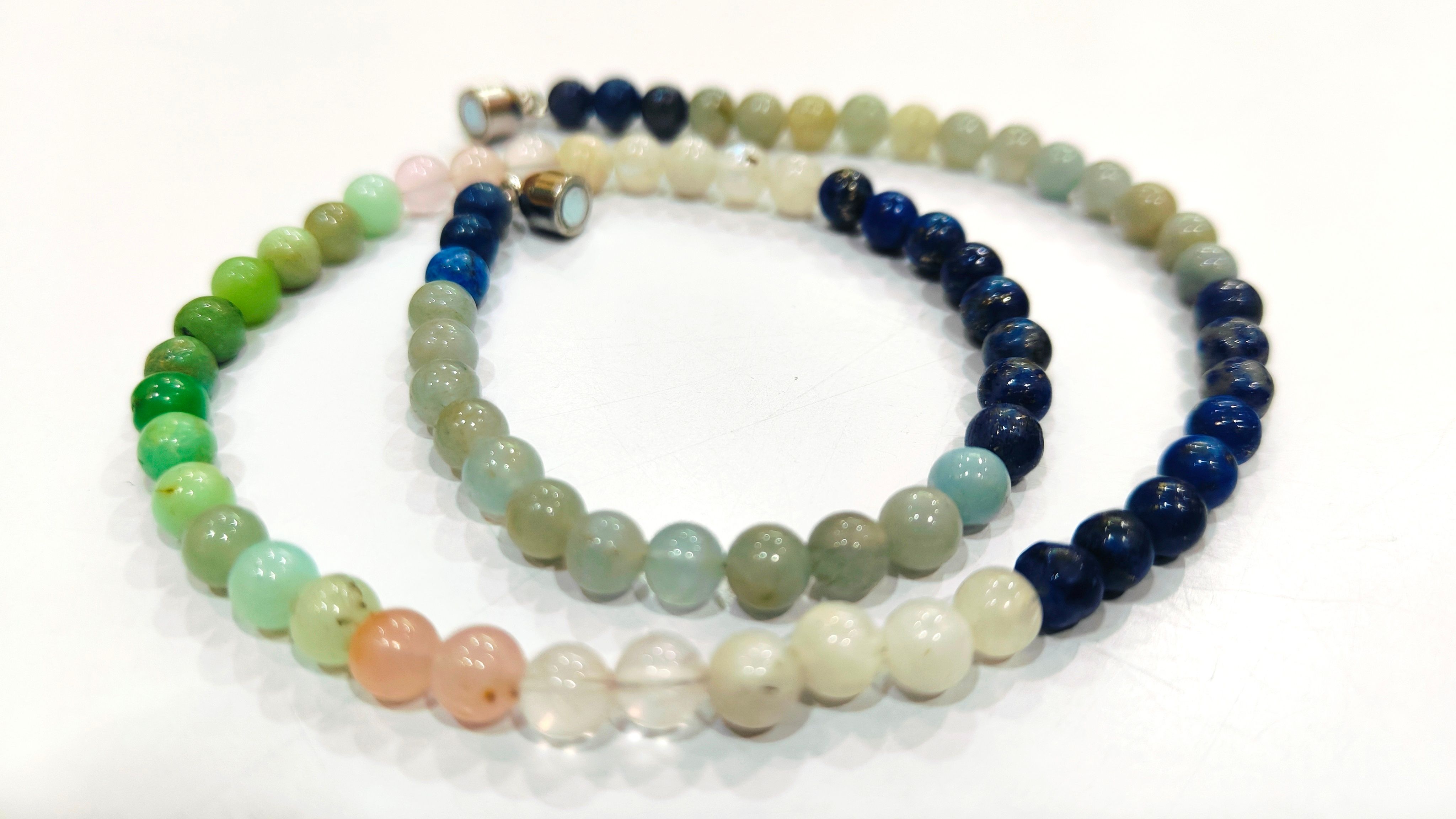 Natural Multi Gemstones Round 6mm Plain 16 inches Long Beaded Necklace