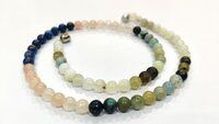 Natural Multi Gemstones Round 6mm Plain 16 inches Long Beaded Necklace