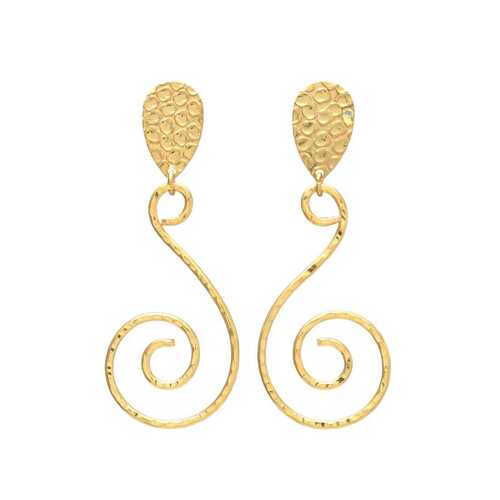 golden swirl drop earring