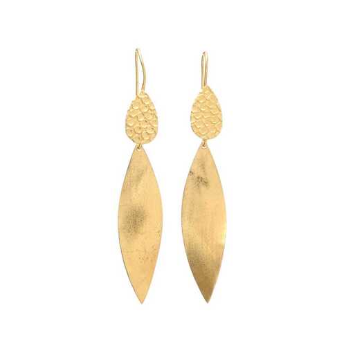 golden brass long hook earring