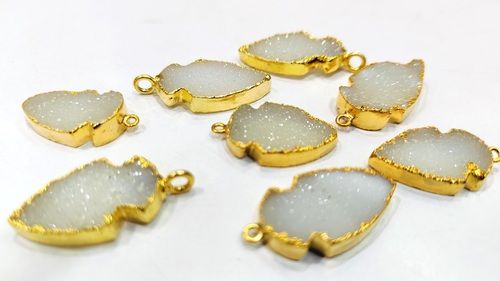 Natural White Druzy Gemstone Arrowhead 30x15mm Bezel pendant sold per piece