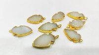 Natural White Druzy Gemstone Arrowhead 30x15mm Bezel pendant sold per piece