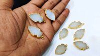 Natural White Druzy Gemstone Arrowhead 30x15mm Bezel pendant sold per piece