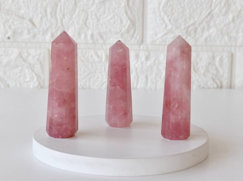 Rose Quartz Obelisk Point Crystal Tower