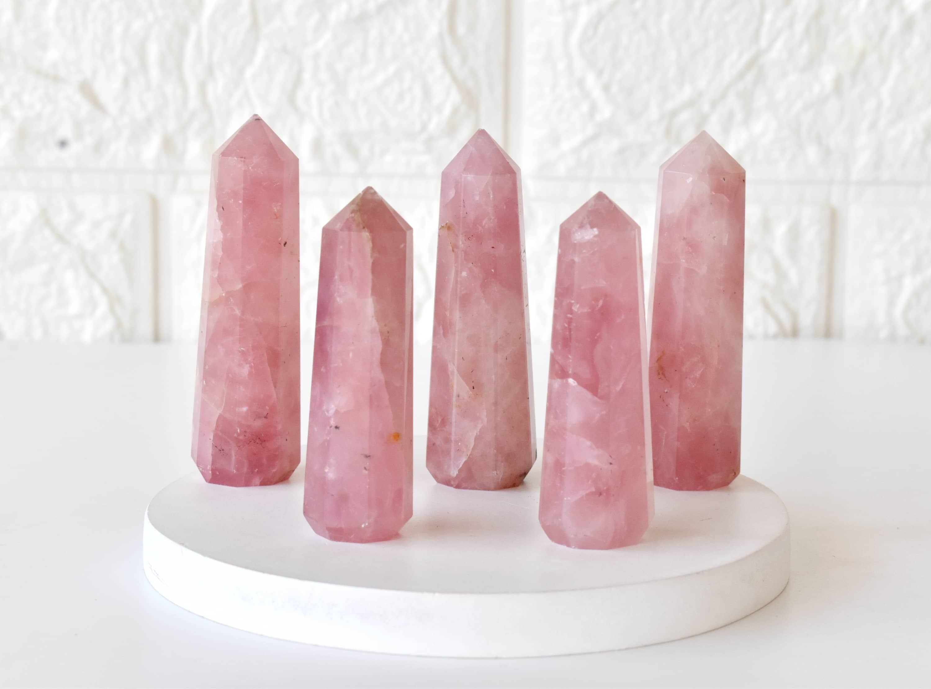 Rose Quartz Obelisk Point Crystal Tower