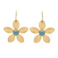 Big Flower Light Blue Chalcedony Gemstone Earring - Gender: Women