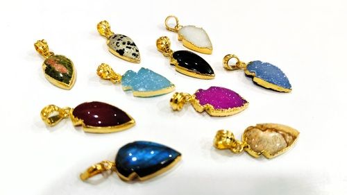 Natural Gemstones Arrowhead Pendant 30to40mm 22kt gold Pendants