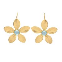 Big Flower Light Blue Quartz Gemstone Earring