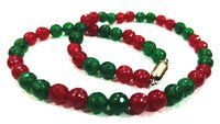 Natural Ruby Emerald Jade Round Faceted 6mm Beaded Necklace Magnetic Clasp