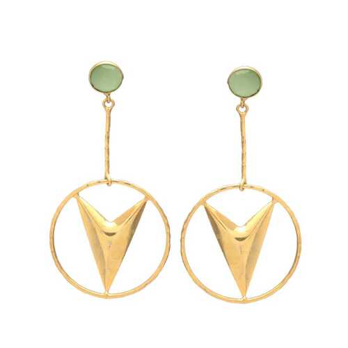 handmade arrow earring with aqua chalcedony