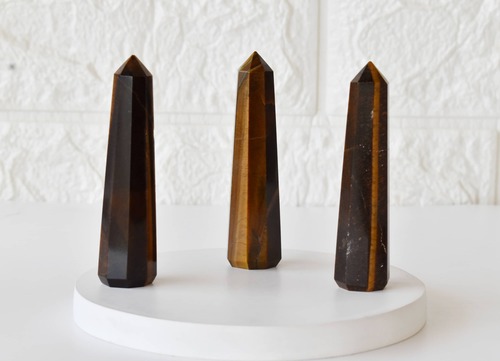 Tiger Eye Obelisk Point Crystal Tower