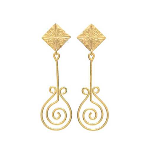 handmade long golden earring