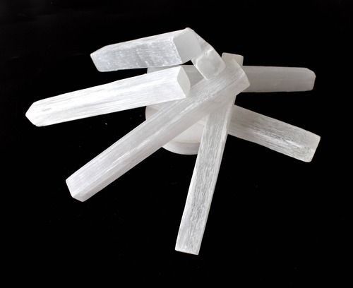 Crystal Selenite Charging Long Plates, Healing Logs Selenite Stick Wand