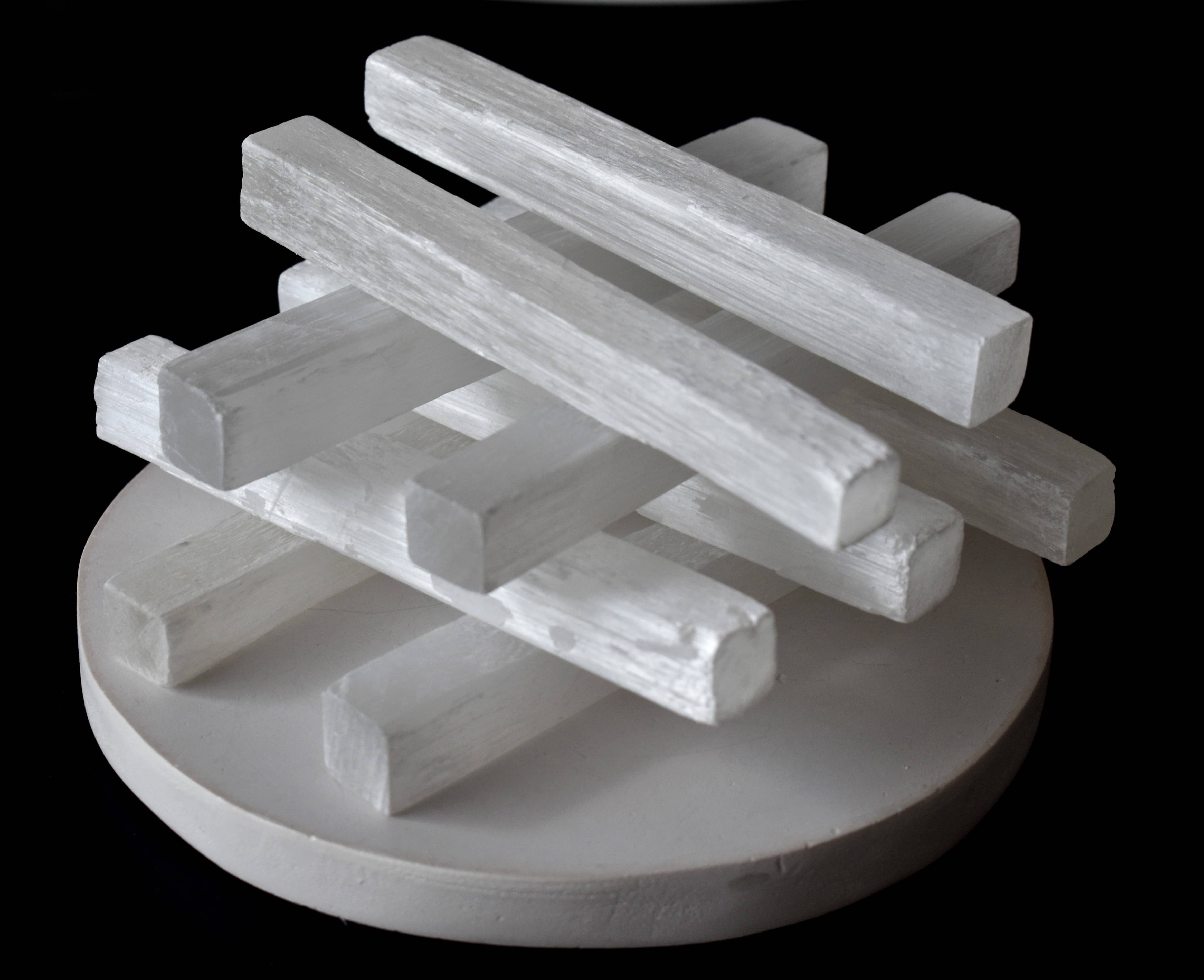 Crystal Selenite Charging Long Plates, Healing Logs Selenite Stick Wand