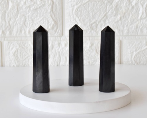 Shungite Black Obelisk  Point Crystal Tower