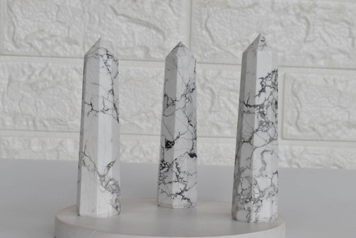 Howlite Obelisk  Point Crystal Tower