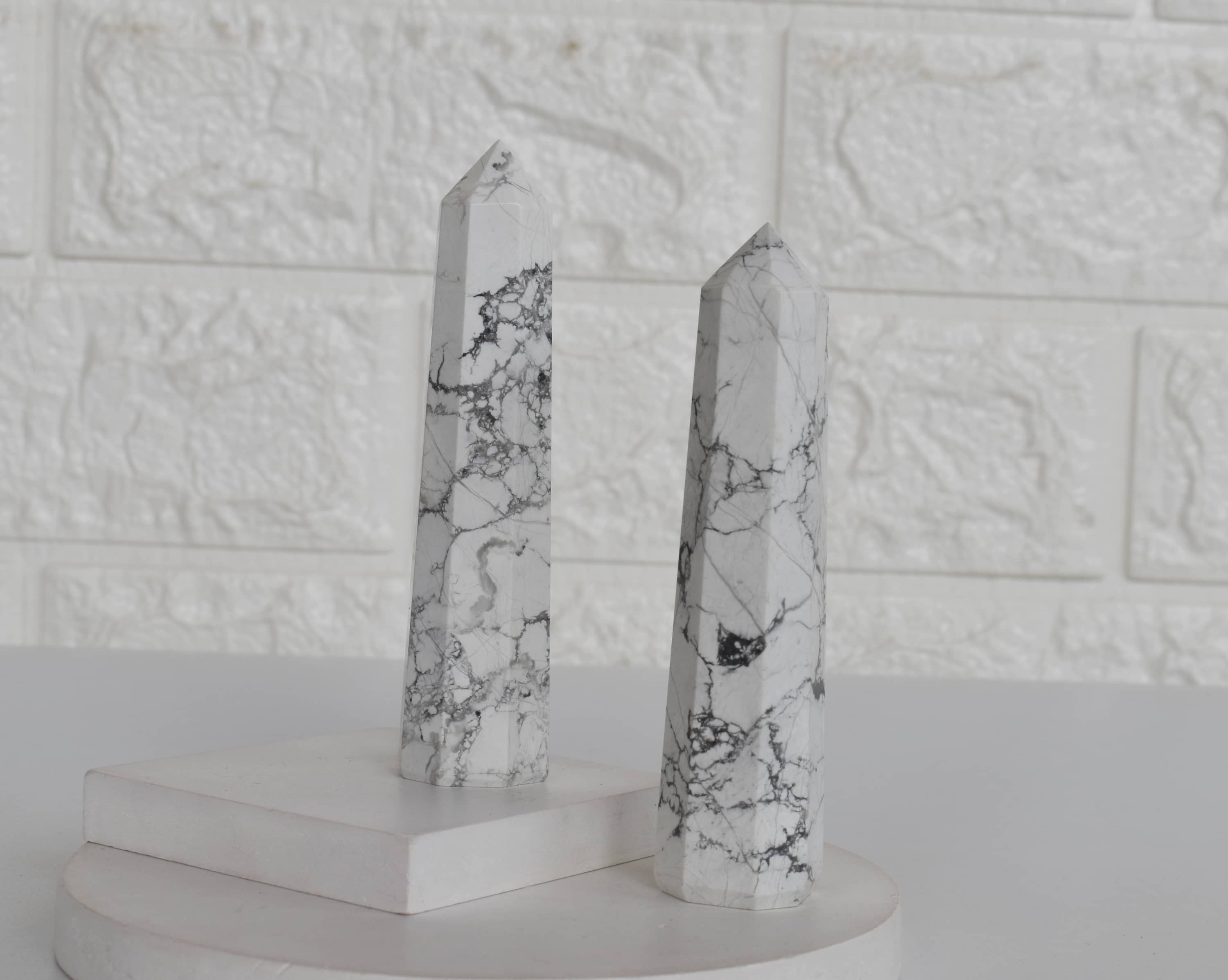 Howlite Obelisk  Point Crystal Tower