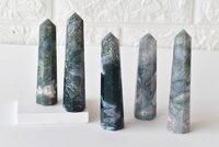 Moss Agate Obelisk  Point Crystal Tower