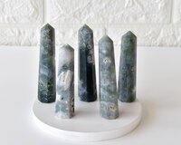 Moss Agate Obelisk  Point Crystal Tower