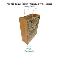 Printed Brown Kraft Paper Bag with Handle for Zepto